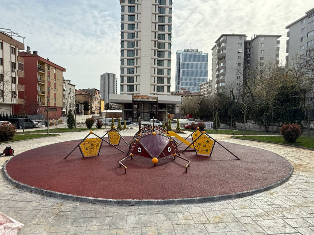 Square with spider net, Bologna, Italy